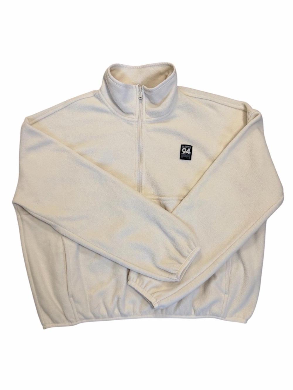 OLD NAVY Ivory Half Zip Fleece Pullover with Bubble Hem